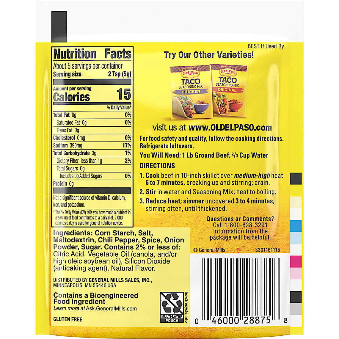 Hot & Spicy Taco Seasoning Mix Mexican Dishes Old El Paso